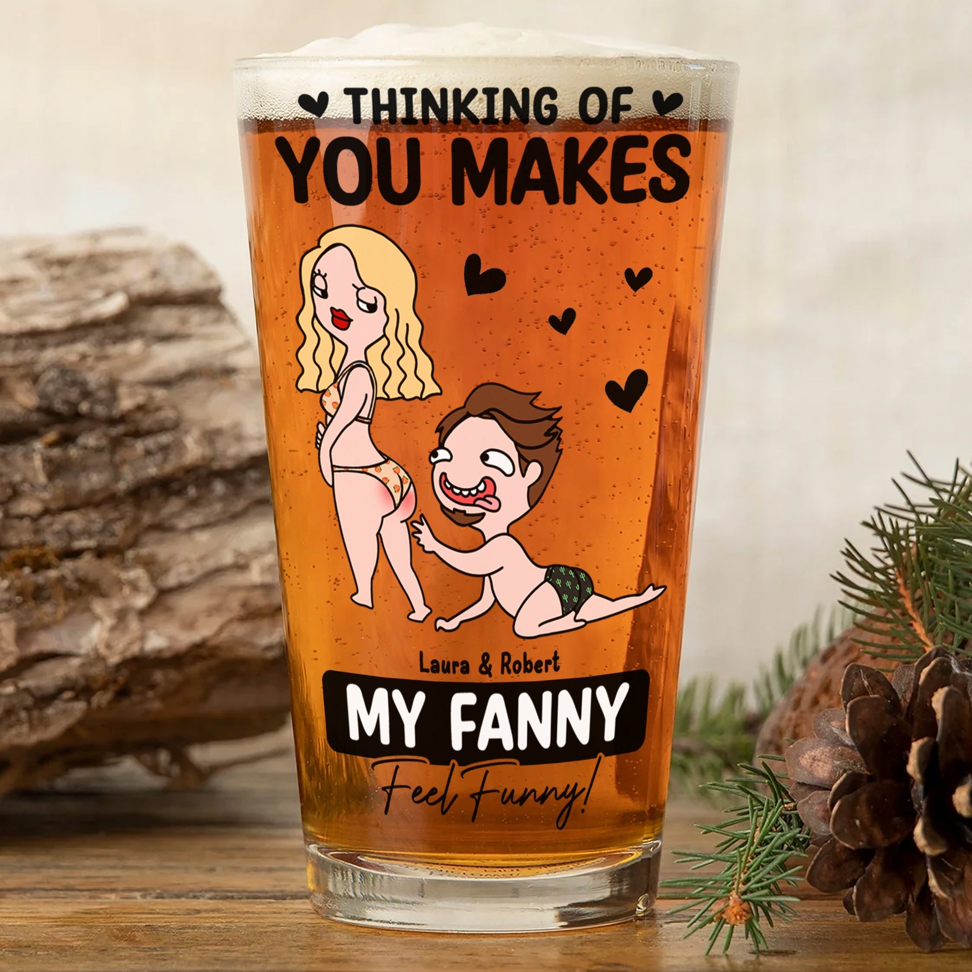 Personalized Naughty Couple Beer Glass Beer Glasses PopCulturePrints