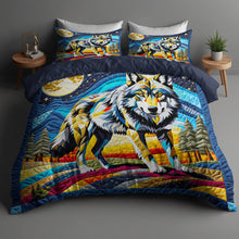 Load image into Gallery viewer, Howling Wolf Quilt Bed Set - Perfect Gifts for Wolf Lovers Blanket PopCulturePrints
