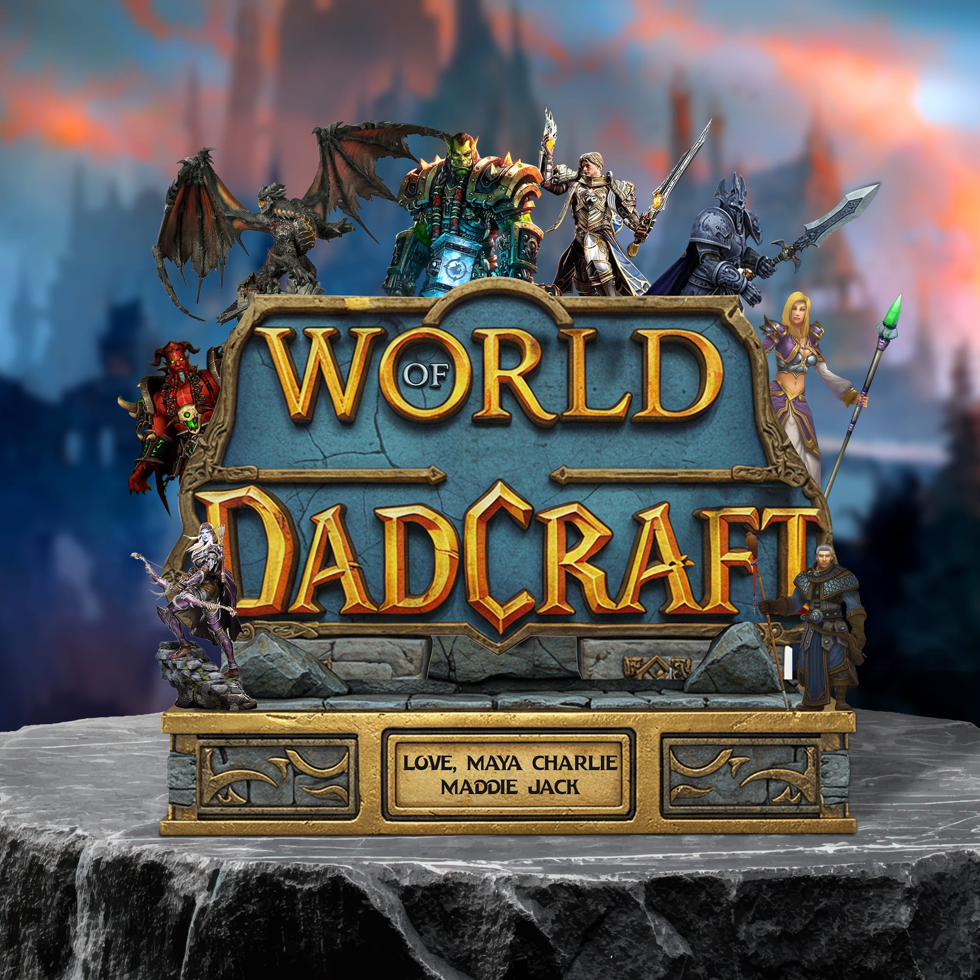 "Level Up Your Dad's Game!" - Personalized Acrylic Plaque - Gift for Game Loving Dad, Grandpa, or Gaming Enthusiast Shaped Plaques PopCulturePrints