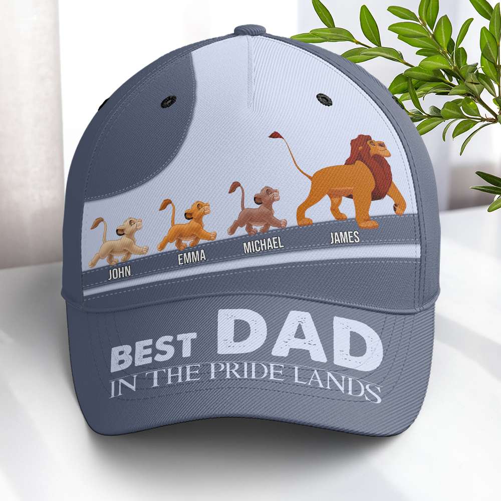 Personalized Lion Family Dad Cap - Custom Names Father's Day Gift