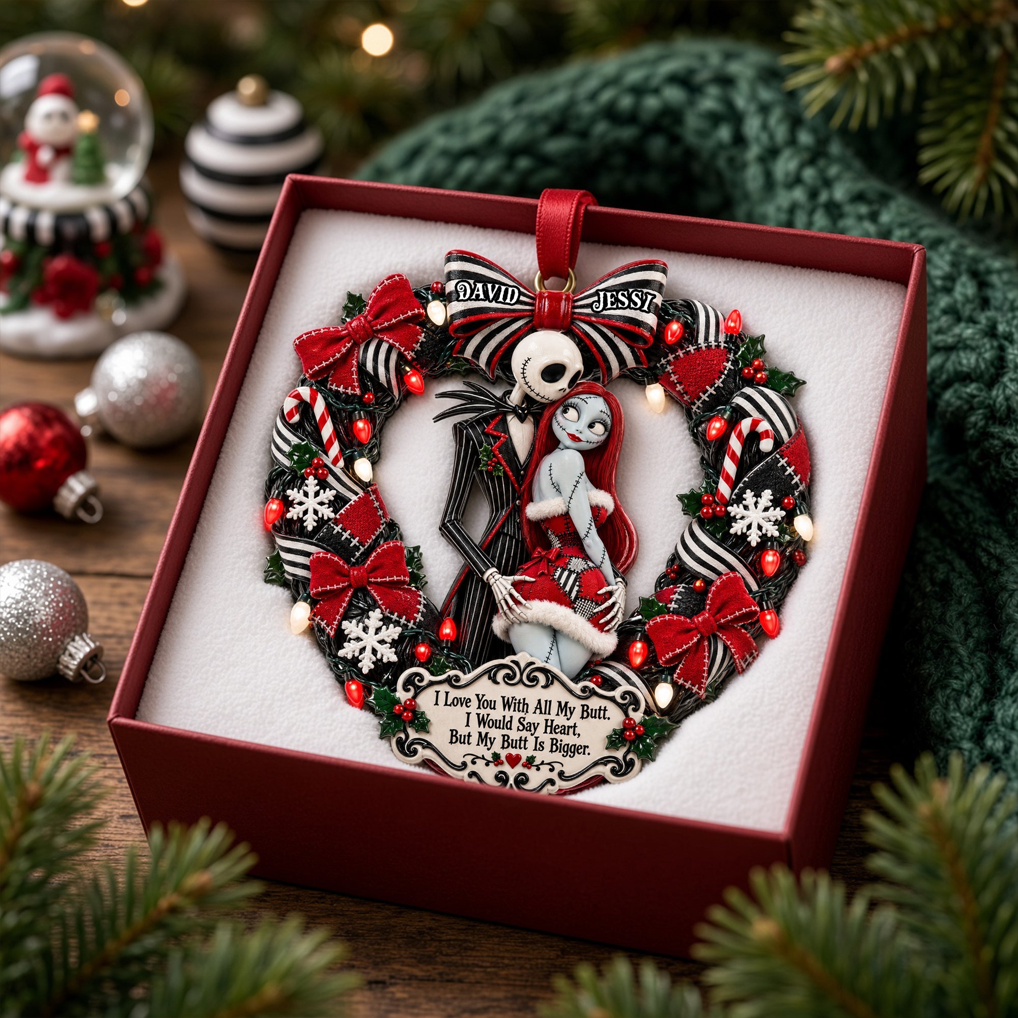 "I Love You With All My Butt" - Spooky Naughty Couples Acrylic Ornament - Personalized Christmas Gift for Couples Ornament PopCulturePrints