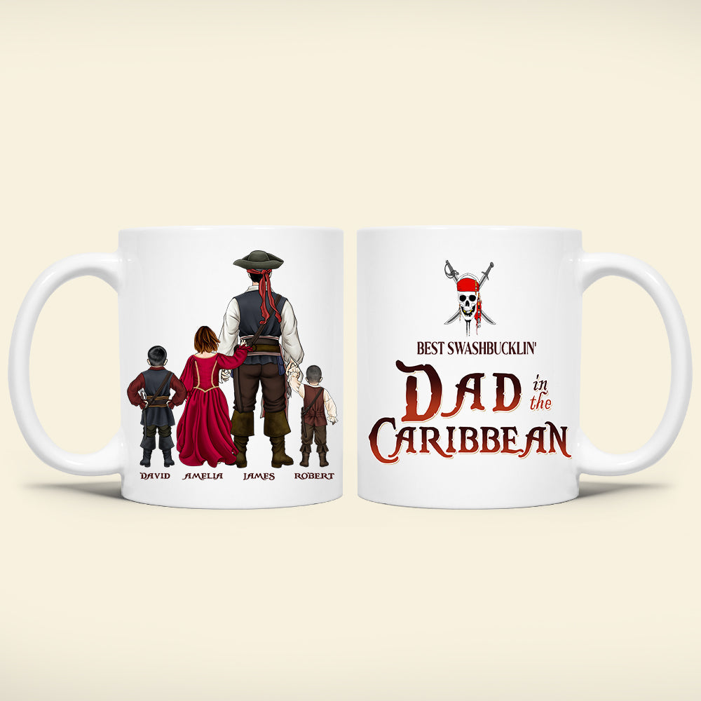 Personalized Pirate-Themed Mug for Dad - Best Swashbucklin' Dad in the Caribbean Coffee Mug PopCulturePrints