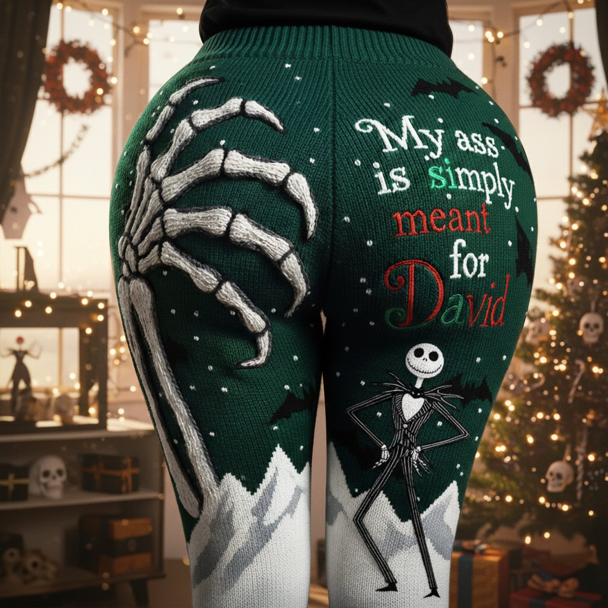 "My ass is simply meant for {Name}" - Skeleton Hand Leggings - Personalized Gifts for Her Shorts and Pants PopCulturePrints