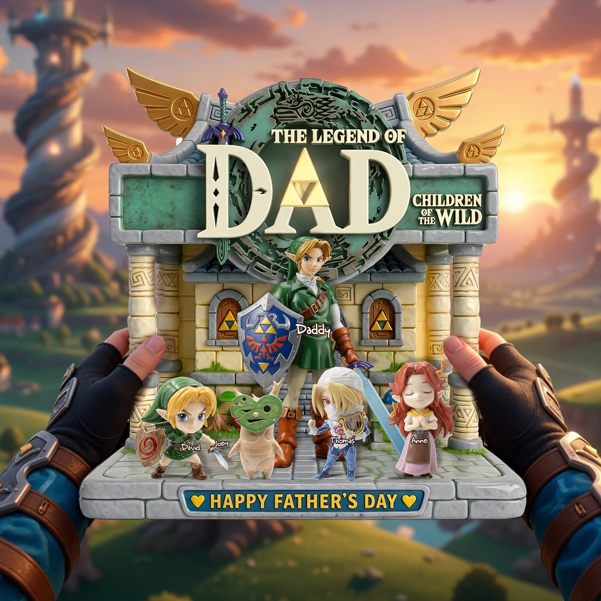The Legend of Dad - Adventure Dad and Kids Personalized Acrylic Plaque | Unique Father's Day Gift Shaped Plaques PopCulturePrints