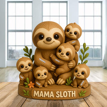 Load image into Gallery viewer, “A Mother&#39;s Love is the Best Kind of Love” - Personalized Mama Sloth Plaque - Custom Gift for Mom, Grandma, and Family Shaped Plaques PopCulturePrints
