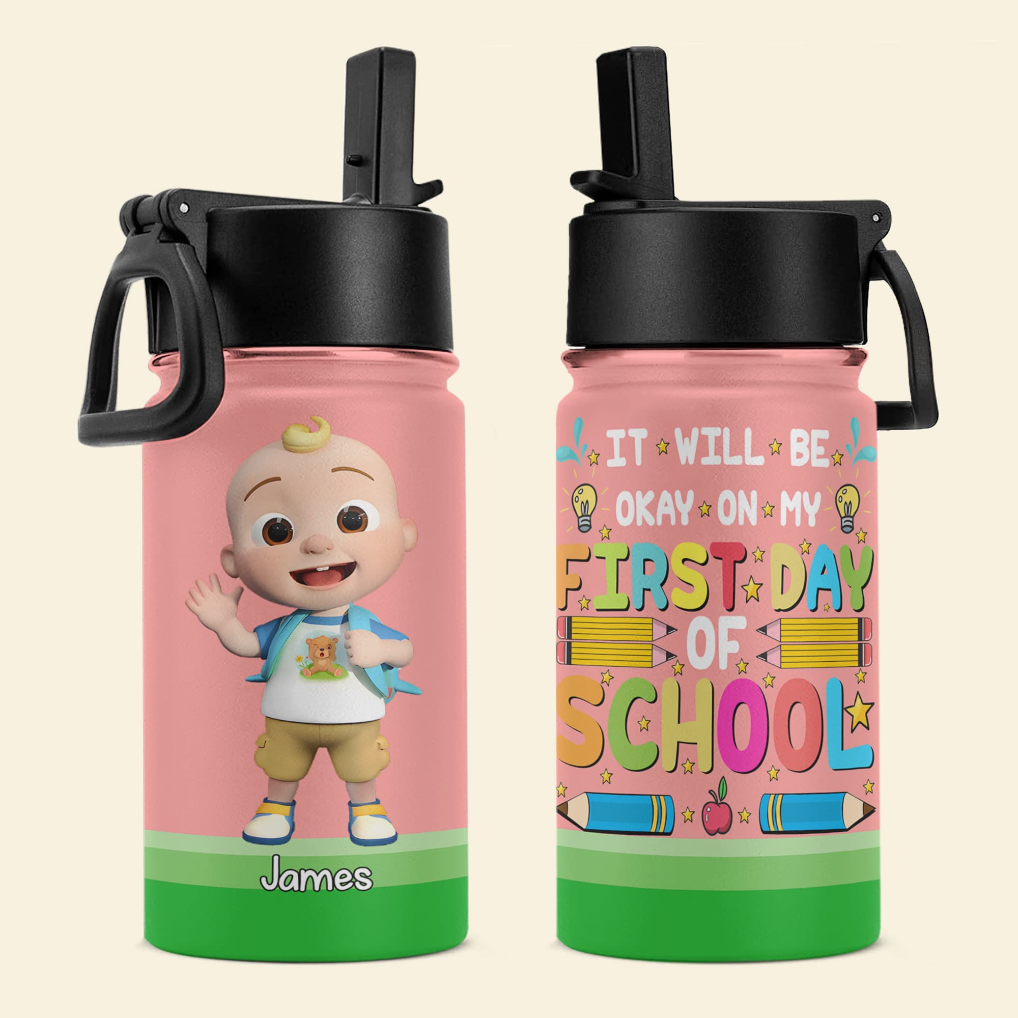 Personalized Princess Travel Water Bottle for Kids