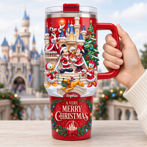 A Very Merry Christmas 40oz Tumbler With Handle - Personalized Gift for Loved Ones Tumbler Cup PopCulturePrints