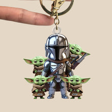 Load image into Gallery viewer, “A Father’s Love Knows No Bounds” - Warrior Dad Keychain, Personalized Gift for Dads and Grandpas Keychains PopCulturePrints
