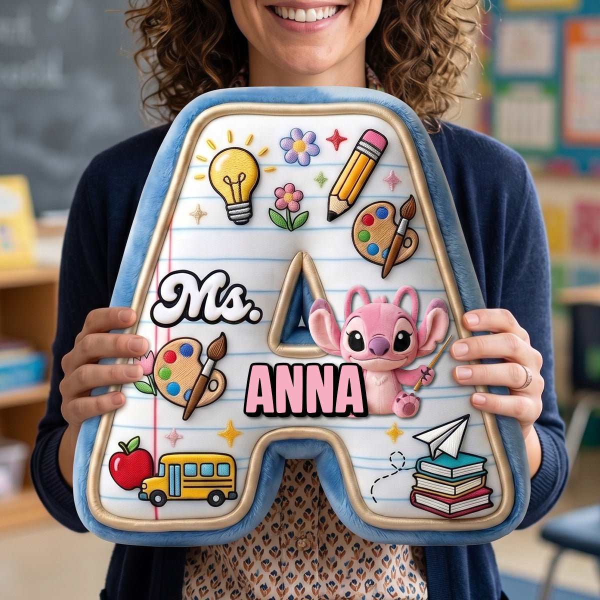 Celebrate Teaching with Heart - Classroom Letter Custom Pillow - Personalized Gifts for Teachers