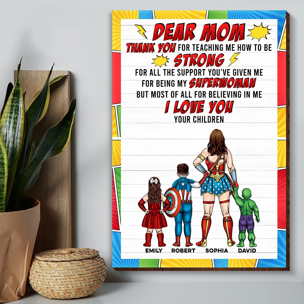 Superhero Mom Personalized Wood Art - Custom Gift for Mother's Day Wood Sign PopCulturePrints