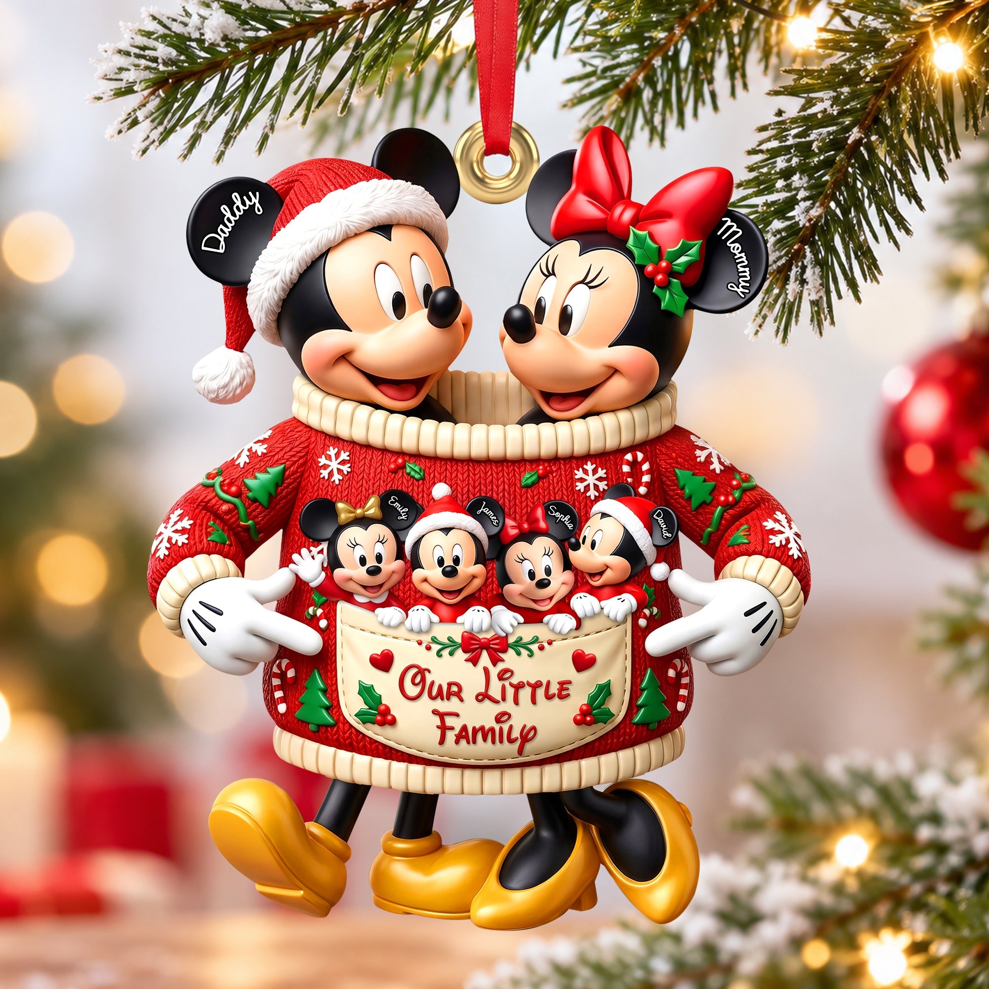 Our Little Family - Merry Xmas Acrylic Ornament | Personalized Holiday Gift Ornament PopCulturePrints