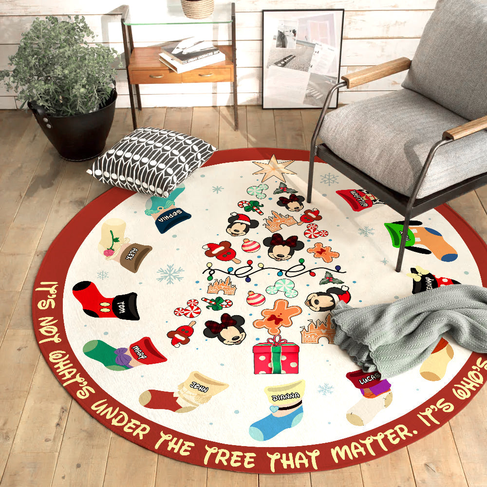 Personalized Family Christmas Socks Round Rug Doormat PopCulturePrints