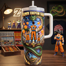 Load image into Gallery viewer, "Unleash Legendary Power with Super Saiyan Dad!" - Personalized Tumbler for Dads, Grandpas, and Any Dad in Your Life Tumbler Cup PopCulturePrints
