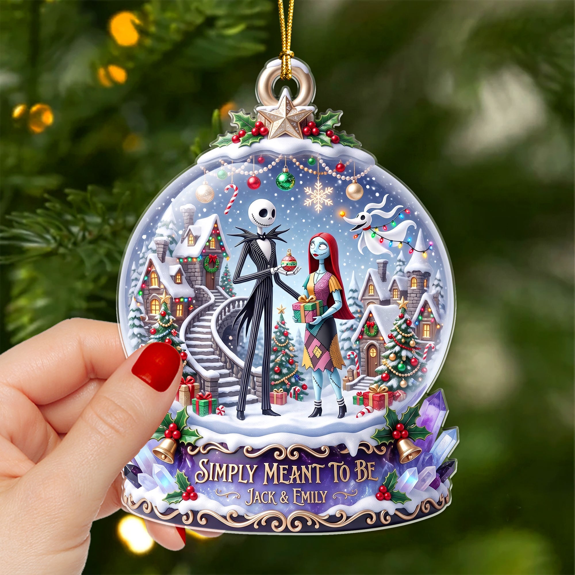 "Spooky In Love" - A Personalized Acrylic Ornament for Couples - Unique Christmas Gift