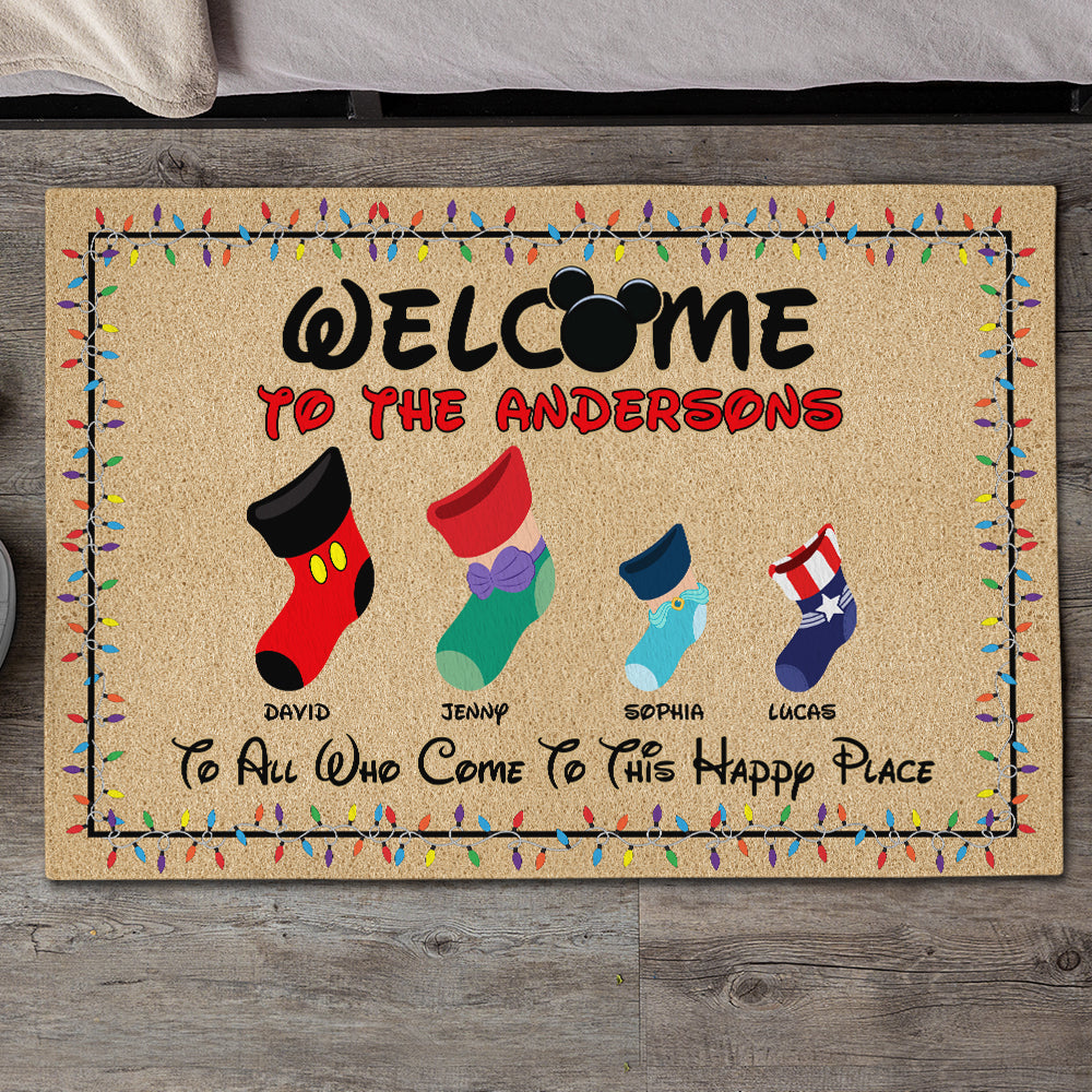 Personalized Family Christmas Stocking Doormat