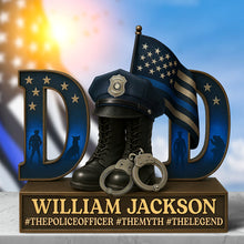 Load image into Gallery viewer, “Every Hero Needs a Story” - Hero Police Dad Acrylic Plaque - Personalized Gift for Dad, Grandpa, and Police Officers Shaped Plaques PopCulturePrints
