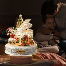 Load image into Gallery viewer, Illuminate Their Christmas: Personalized LED Light with Circle Wood Base - Ideal Gifts for Kids Led Night Light PopCulturePrints
