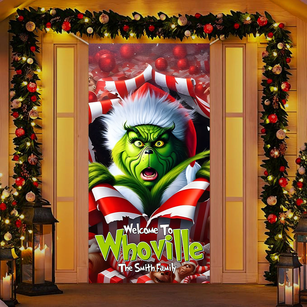 Personalized Christmas Door Cover - Welcome to Whoville (Your Family Name)