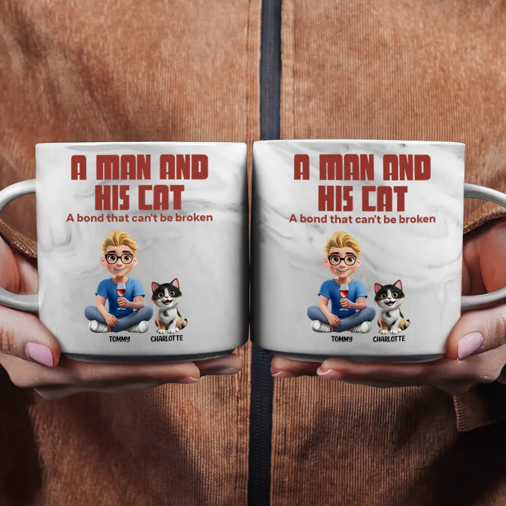A Bond That Can't Be Broken - Personalized Marble Mug for Cat Lovers Marble Mug PopCulturePrints
