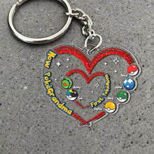 Load image into Gallery viewer, Custom Grandma Pokémon Heart Keychain - Perfect Mother&#39;s Day Gift Keychains PopCulturePrints
