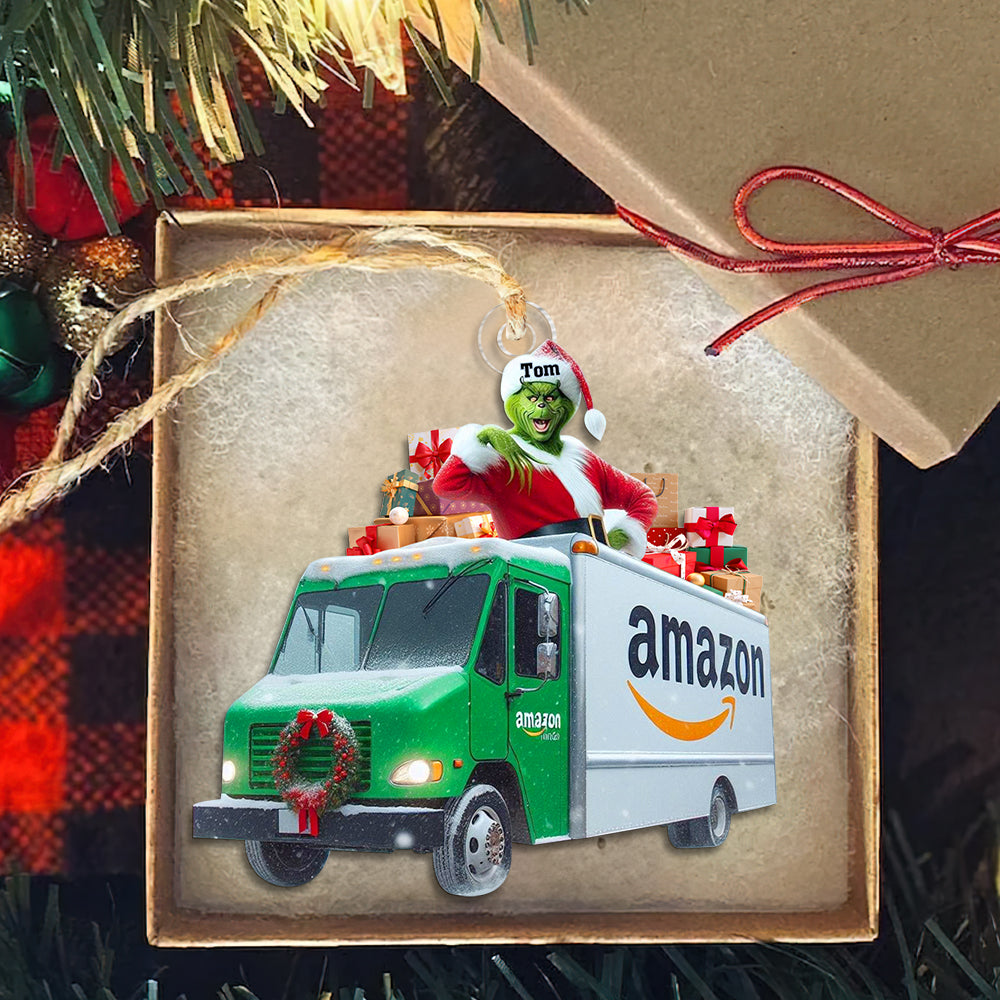 Personalized Christmas Ornament for Postal Workers - Grinch Theme Ornament PopCulturePrints