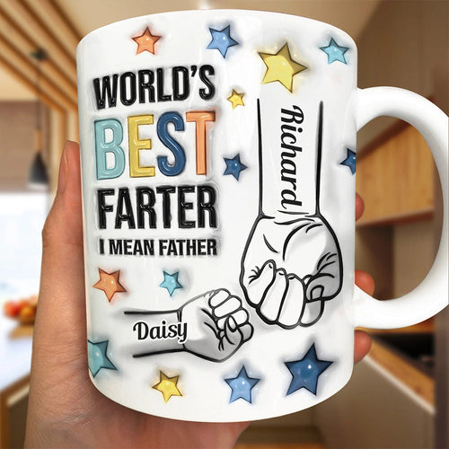 World's Best Farter, I Mean Father - Personalized 3D Inflated Effect Mug Mug PopCulturePrints