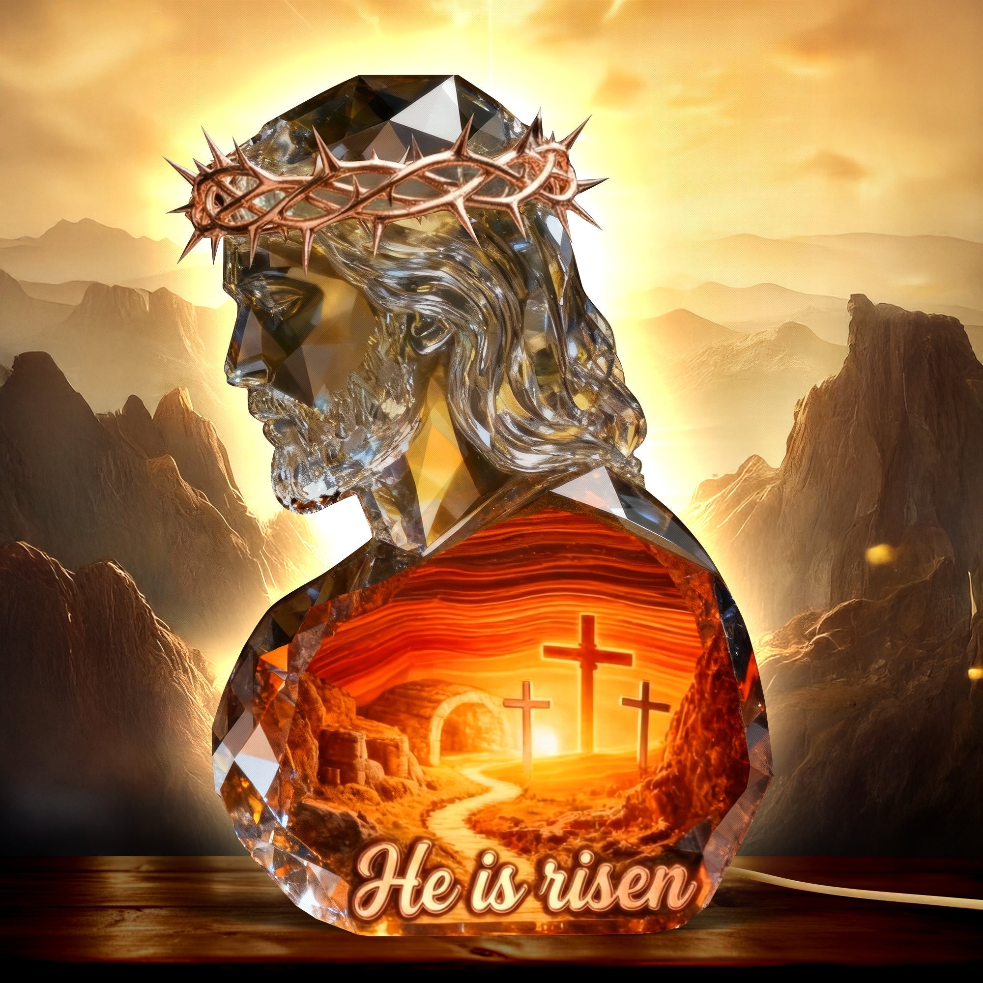 He is Risen – Personalized Holy Spirit Resurrection Light Box - Meaningful Easter Gift for Christians, Friends, Family, and Loved Ones Light Box PopCulturePrints