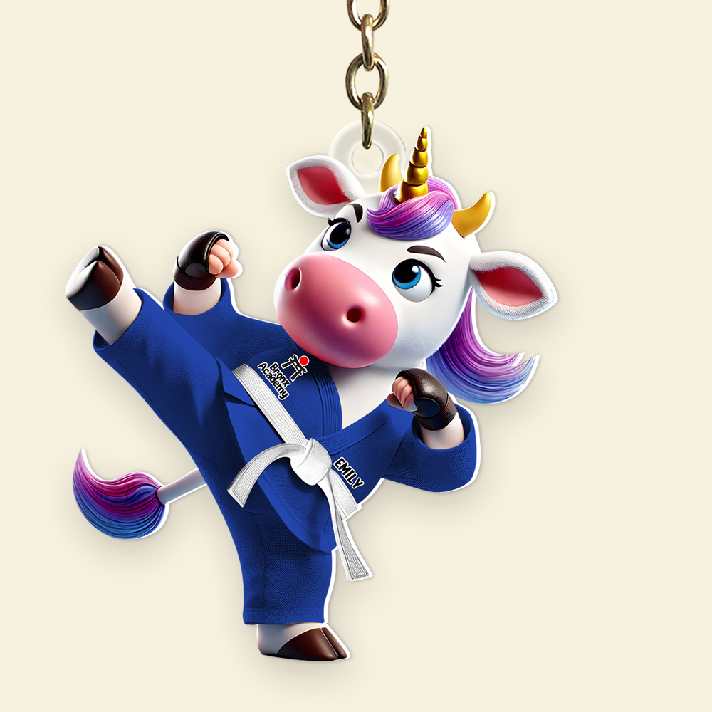 Personalized Bigfoot Karate Unicorn Keychain – Unique Gift for Pop Culture Enthusiasts Keychains PopCulturePrints