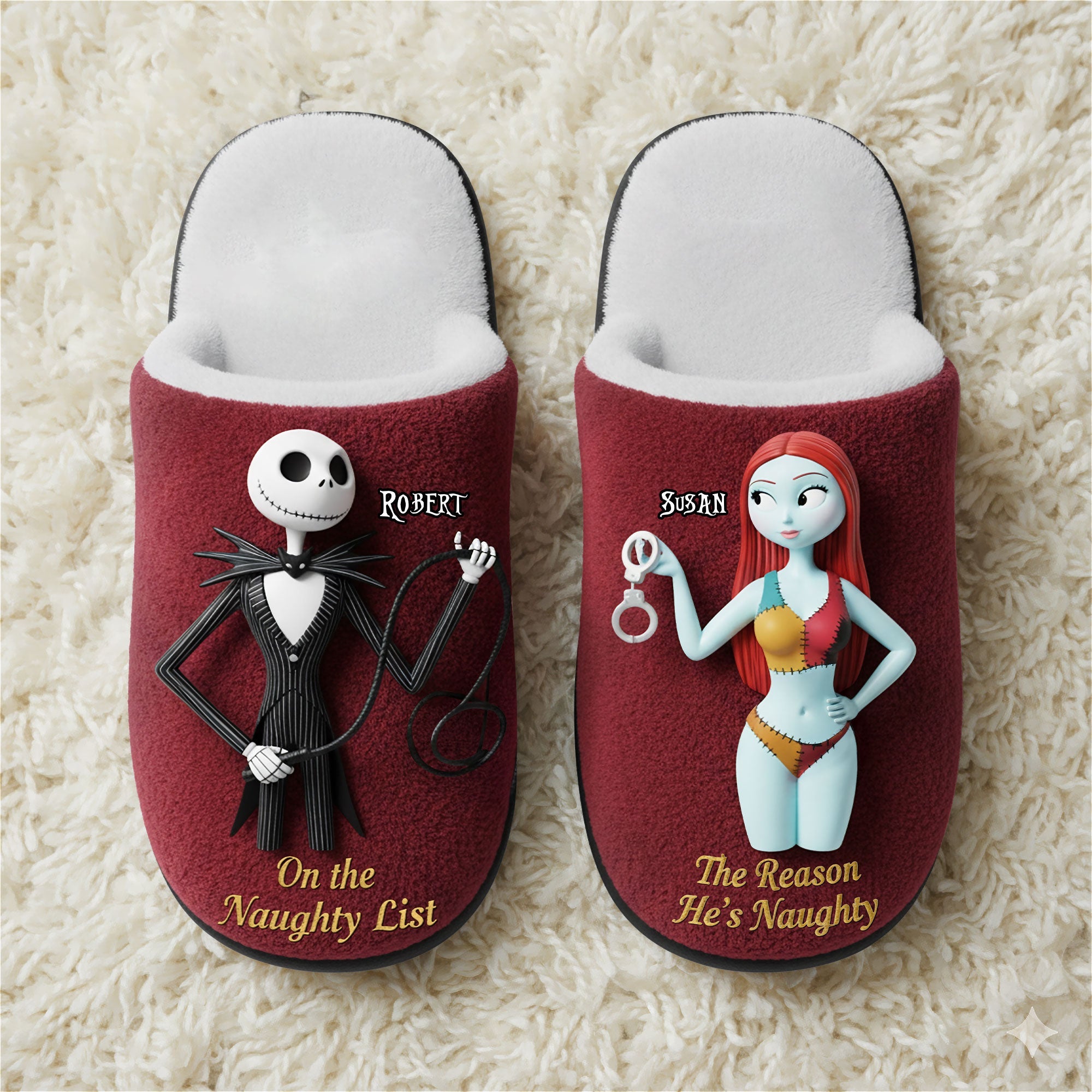Spooky Naughty Couple Slippers - Personalized Gifts for Couples Shoes PopCulturePrints