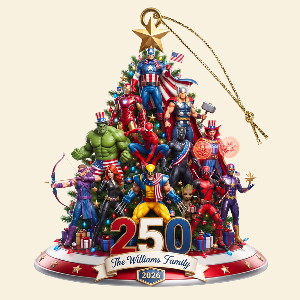 Celebrate the Spirit of America - Personalized Christmas Ornament for Family and Friends