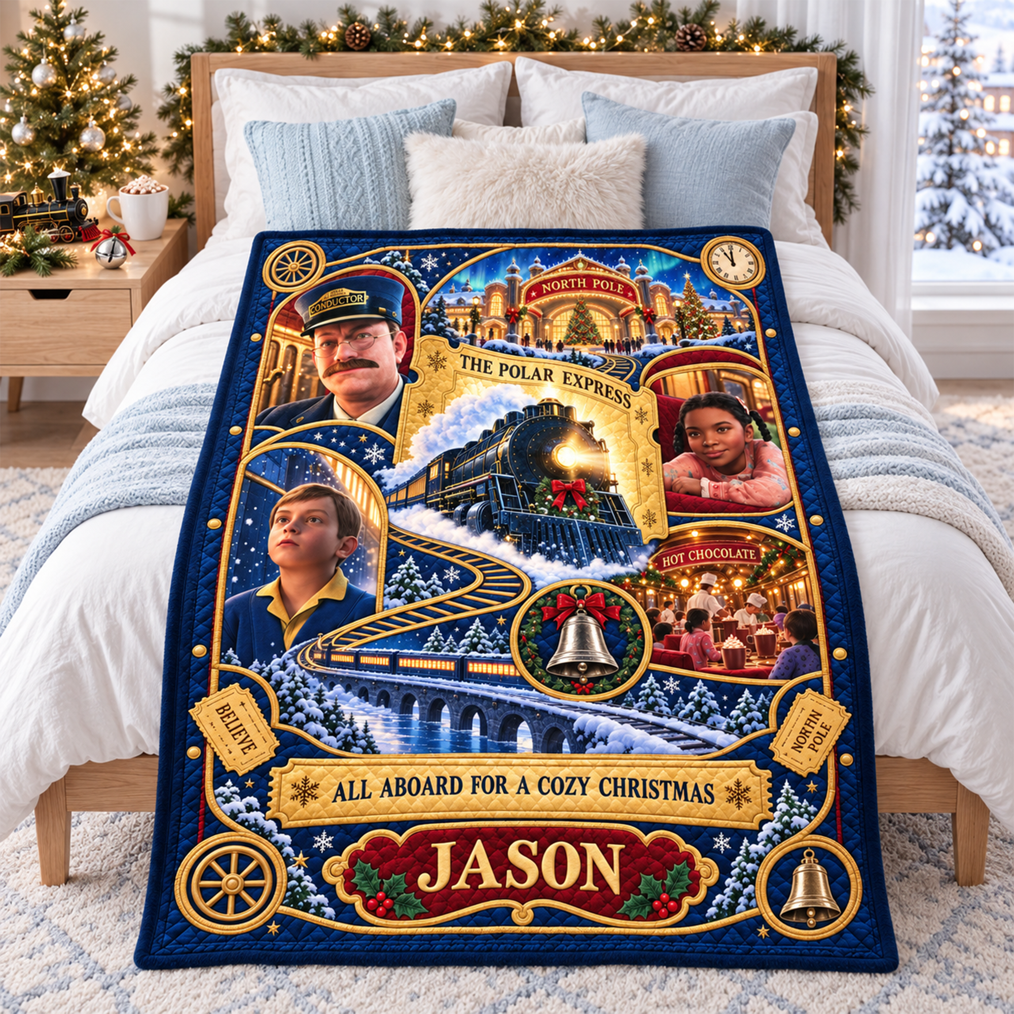 All Aboard The Merry Express To The Christmas Wonderland Blanket - Personalized Christmas Gifts 02haqn091026 Blanket PopCulturePrints