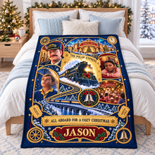 Load image into Gallery viewer, All Aboard The Merry Express To The Christmas Wonderland Blanket - Personalized Christmas Gifts 02haqn091026 Blanket PopCulturePrints
