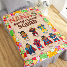 Load image into Gallery viewer, Personalized Superhero Cookie Squad Blanket for Grandma Blanket PopCulturePrints
