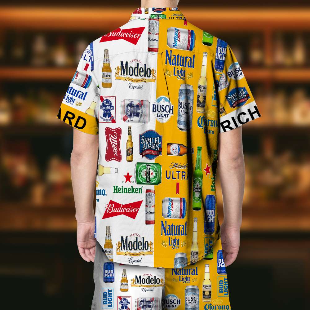 Personalized Beer Brands Hawaiian Shirt Set for Beer Lovers