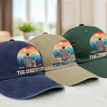 Load image into Gallery viewer, &quot;A Gift that Speaks Volumes - The Dogfather Personalized Vintage Washed Denim Cap - Gift for Dad, Grandpa, and Dog Lovers&quot; Vintage Washed Denim Cap PopCulturePrints
