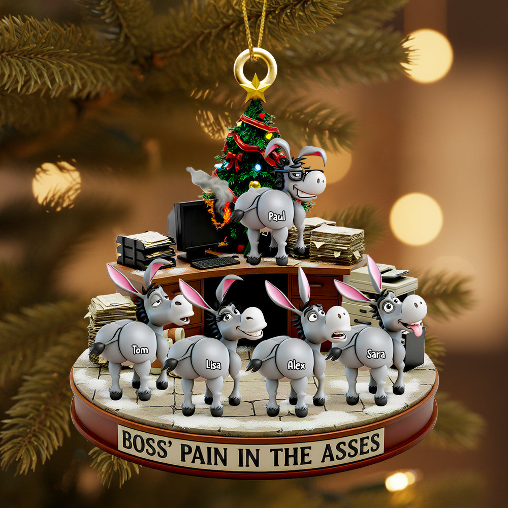 “Bring Joy to Your Workspace!” - Fun Donkey Coworkers Ornament, Personalized Gift for Boss Ornament PopCulturePrints