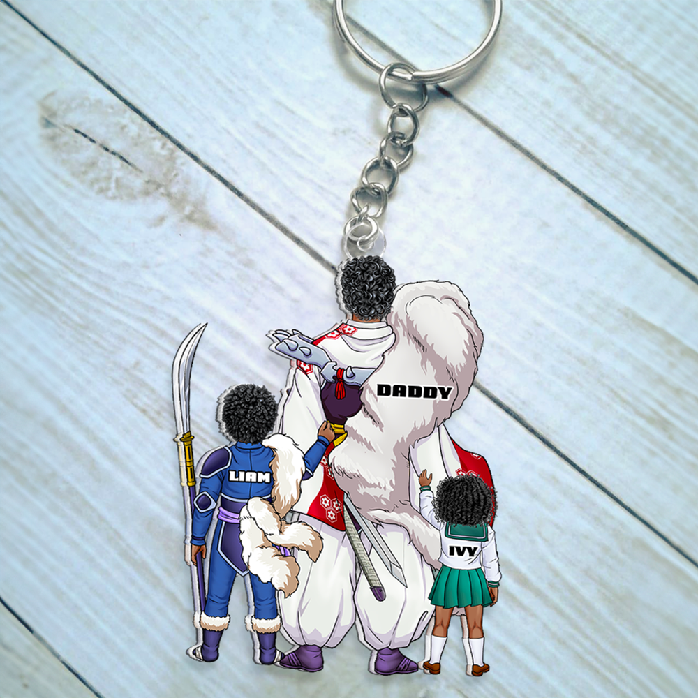 “Every Dad is a Hero” - Personalized Demon Dad Keychain - Unique Gift for Dads and Grandpas Keychains PopCulturePrints
