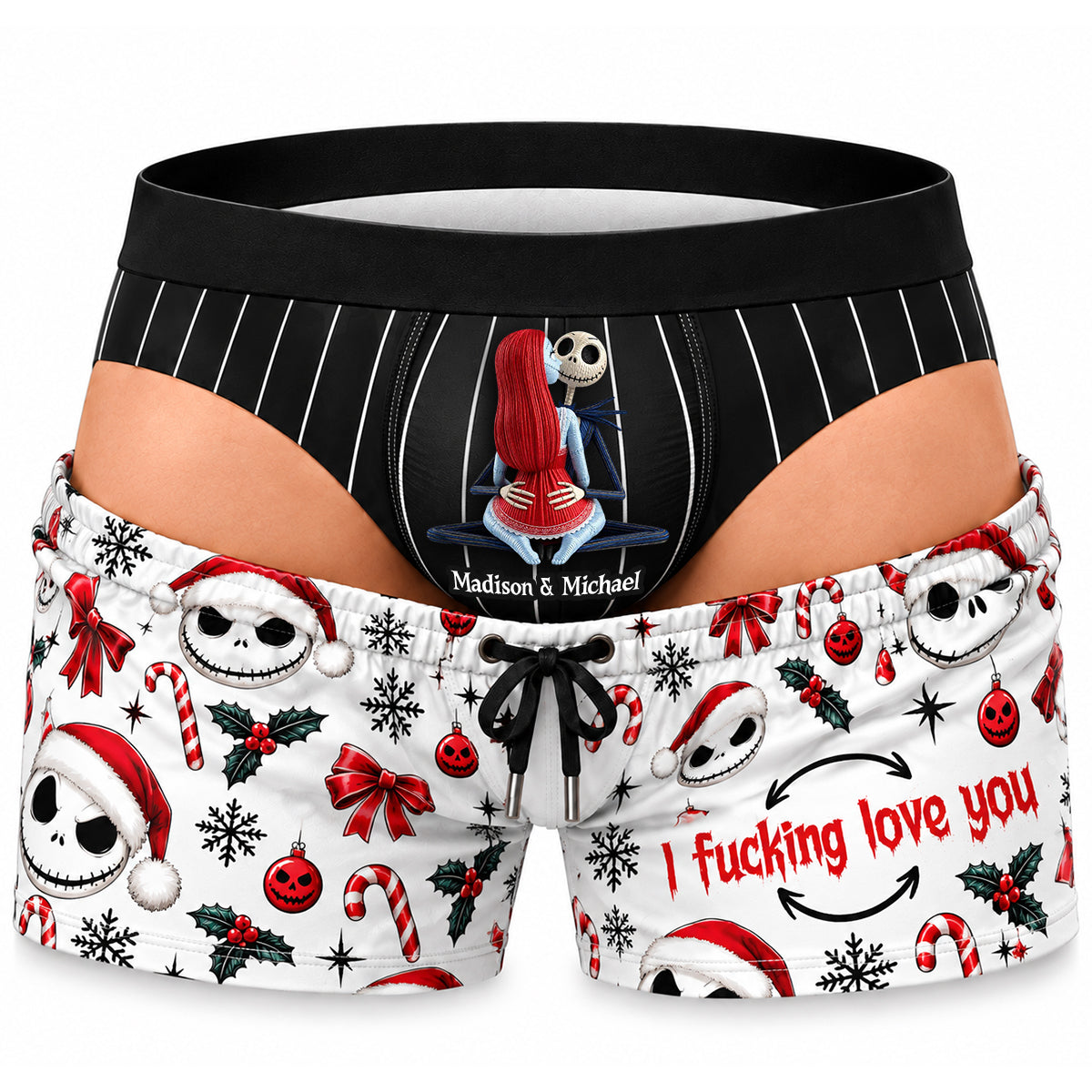 “Love Never Dies” - Dark Romance Couple Men's Boxers - Personalized Gifts for Couples Boxer Briefs PopCulturePrints