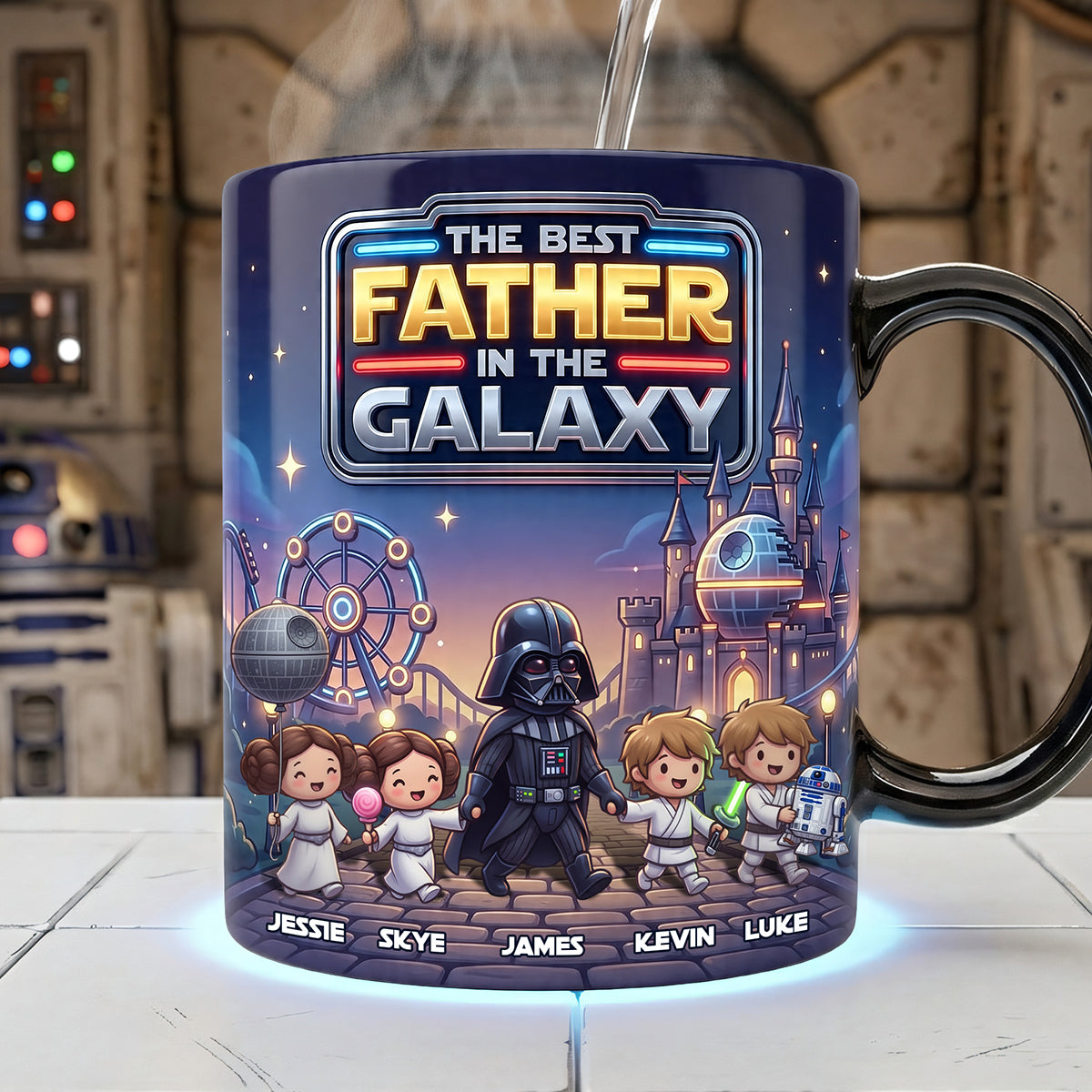 “The Best Father In The Galaxy” - Personalized Magic Coffee Mug - Unique Gift for Dad and Grandpa Coffee Mug PopCulturePrints