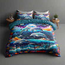 Load image into Gallery viewer, Dolphin Lover Quilt Bed Set - Perfect Gift for Ocean Enthusiasts Blanket PopCulturePrints
