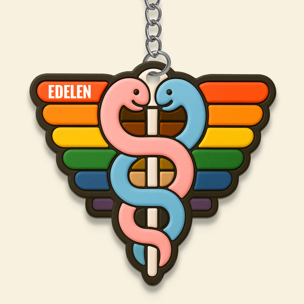 "Celebrate Your Identity with Pride" - Medical Pride Keychain - Personalized Gift for Healthcare Professionals and LGBTQ+ Supporters Keychains PopCulturePrints
