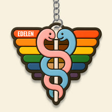 Load image into Gallery viewer, &quot;Celebrate Your Identity with Pride&quot; - Medical Pride Keychain - Personalized Gift for Healthcare Professionals and LGBTQ+ Supporters Keychains PopCulturePrints
