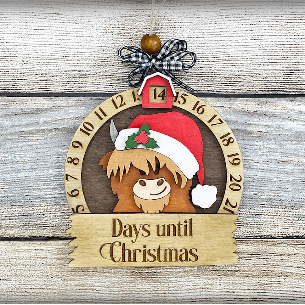 Highland Cow Lovers Christmas Countdown Ornament