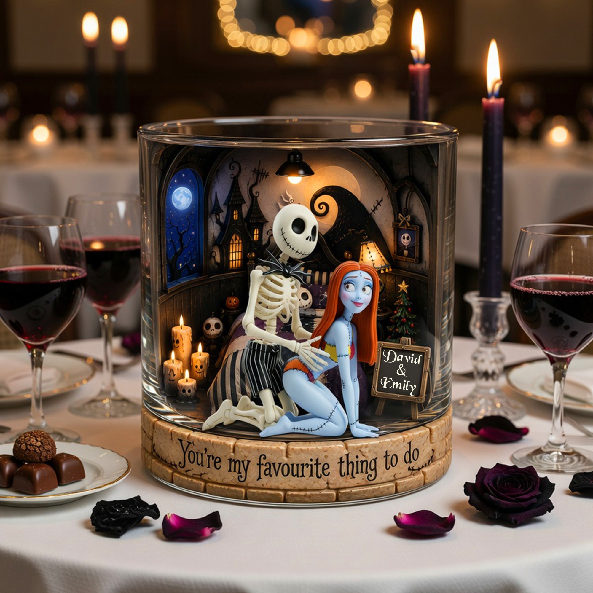 You're My Favourite Thing to Do - Funny Couple Round Glass - Personalized Gifts for Couples