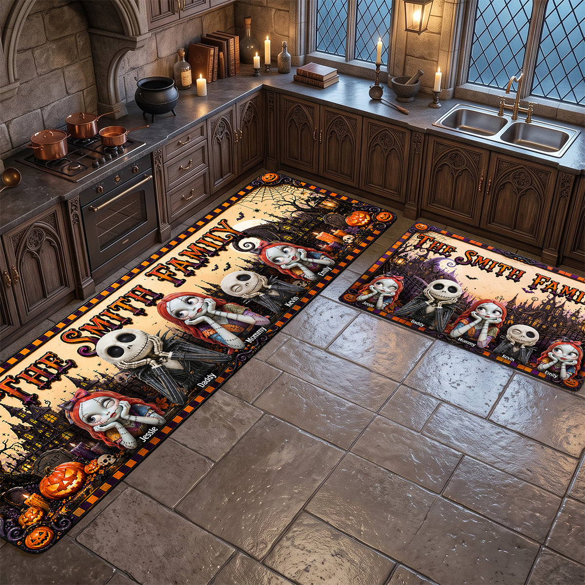 Spooky Halloween Family Runner Rug - Personalized Gifts for Every Family Member Doormat PopCulturePrints