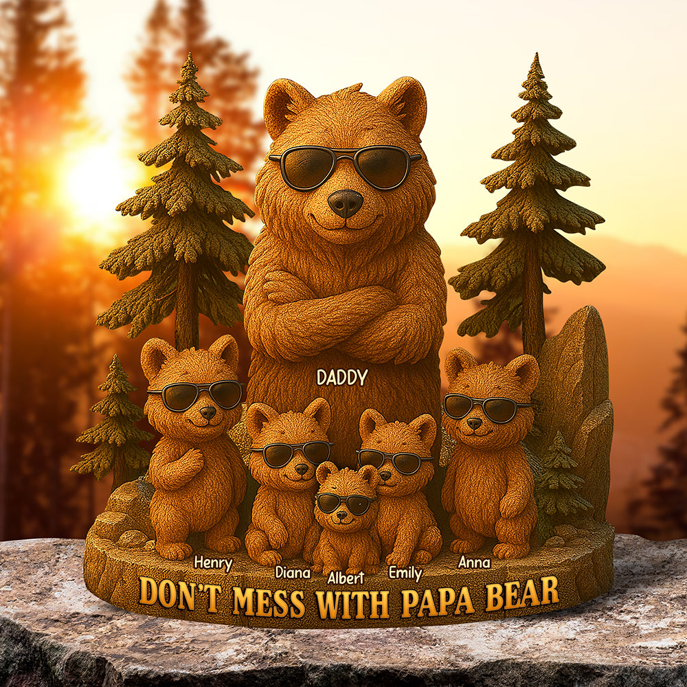 Don't Mess With Papa Bear - Personalized Acrylic Plaque - Unique Gifts for Dad, Grandpa & Family Shaped Plaques PopCulturePrints