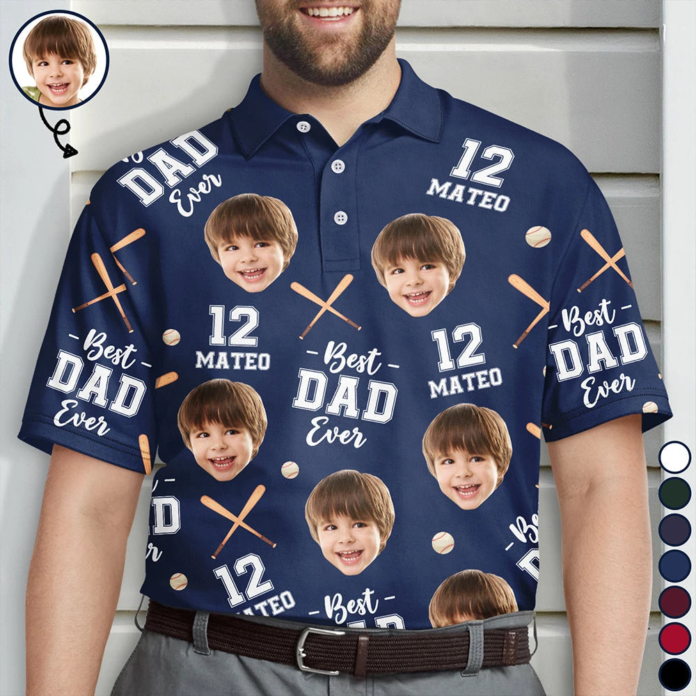 Baseball Dad: Best Dad Ever - Personalized Polo Shirt Polo Shirt PopCulturePrints