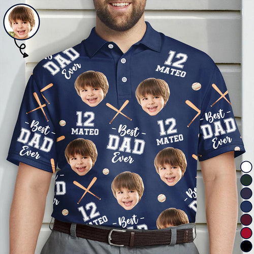 Baseball Dad: Best Dad Ever - Personalized Polo Shirt Polo Shirt PopCulturePrints