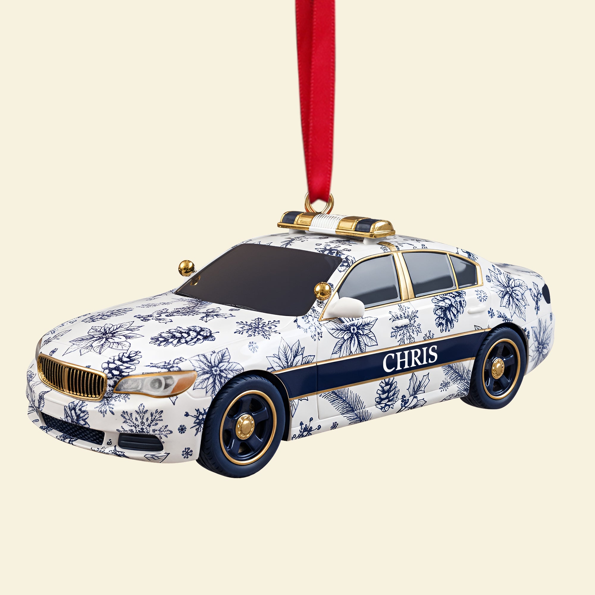 “On Duty, Always Ready” - Personalized Christmas Police Car Ornament - Custom Gift for Police Officers and Law Enforcement Enthusiasts Ornament PopCulturePrints