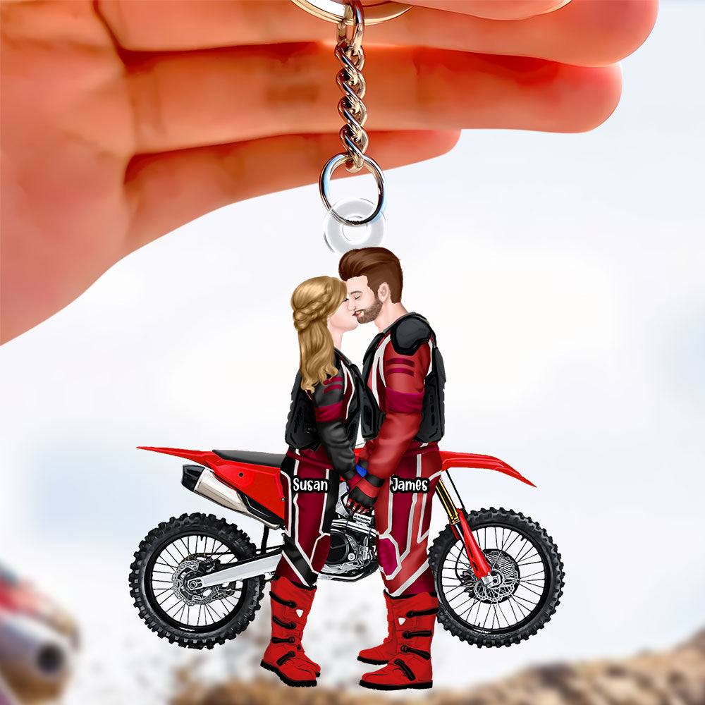 Personalized Motocross Couple Keychain - Unique Gift for Riders Keychains PopCulturePrints